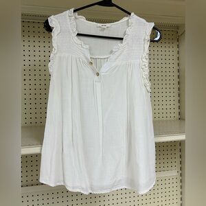 MINE Cream Sleeveless Blouse with Button Accents